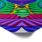 レインボーヴィンテージサイケデリックフラクタル万華鏡のように千変万化するパターン ポスター (角)