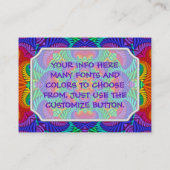 レインボーヴィンテージサイケデリックフラクタル万華鏡のように千変万化するパターン 名刺 (裏面)