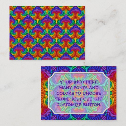 レインボーヴィンテージサイケデリックフラクタル万華鏡のように千変万化するパターン 名刺 (正面/裏面)