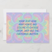 レインボーヴィンテージサイケデリックフラクタル万華鏡のように千変万化するパターン 招待状 (裏面)