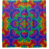 レインボーヴィンテージフサイケデリックラクタル万華鏡のように千変万化するパターン シャワーカーテン (正面)