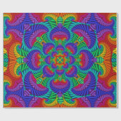 レインボーヴィンテージフサイケデリックラクタル万華鏡のように千変万化するパターン ラッピングペーパー (フラット)