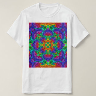 レインボーヴィンテージフサイケデリックラクタル万華鏡のように千変万化するパターン Tシャツ
