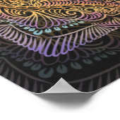 レインボー万華鏡のように千変万化するパターンマンダラ ポスター (角)