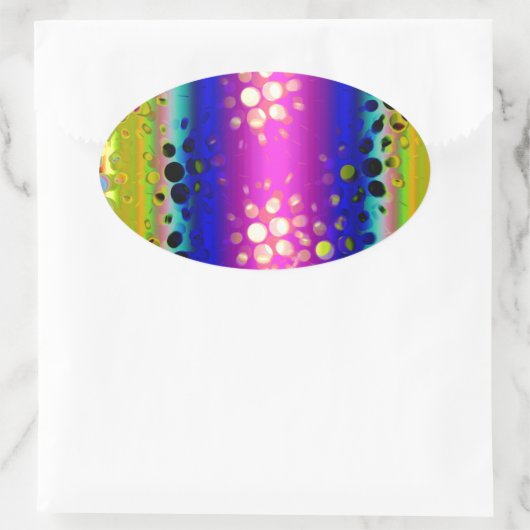 レインボー万華鏡のように千変万化するパターン点々のあるバーストパターン 楕円形シール (バッグ)