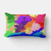 レインボー万華鏡のように千変万化するパターン蝶 ランバークッション (正面)