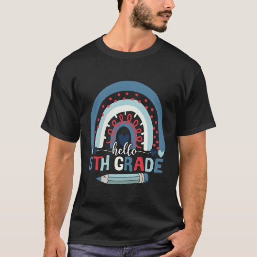 レインボー付き新学期用5級先生 Tシャツ (正面)