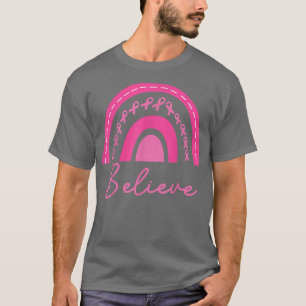 レインボー信じピンクリボン乳癌が待ち望む Tシャツ