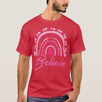 レインボー信じ認識度ピンクリボン Tシャツ