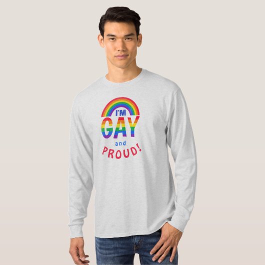 レインボー俺はゲイ誇りを持っただ！LGBTQ Tシャツ (正面フル)