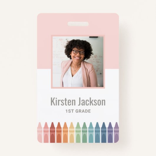 レインボー先生名タグフォトIDバッジ バッジ (正面)