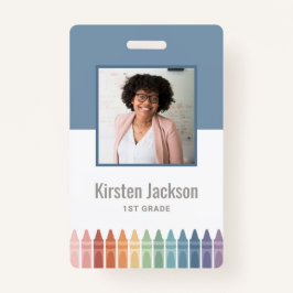 レインボー先生名タグフォトIDバッジ バッジ