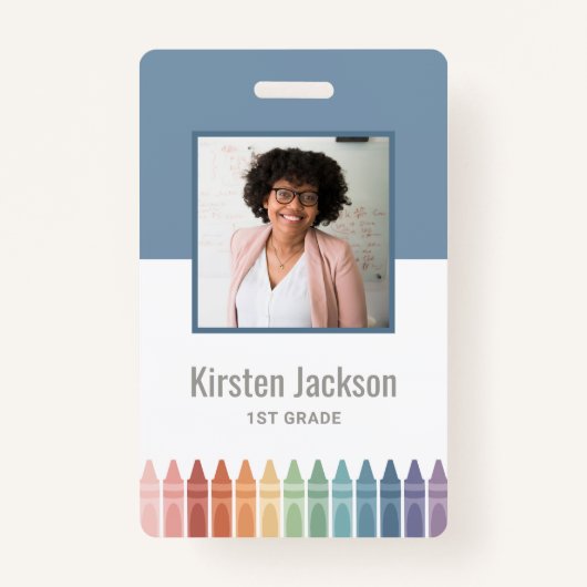 レインボー先生名タグフォトIDバッジ バッジ (正面)