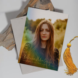 レインボー写真卒業発表 箔招待状