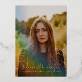 レインボー写真卒業発表 箔招待状 (正面)