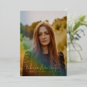 レインボー写真卒業発表 箔招待状 (立ち正面)