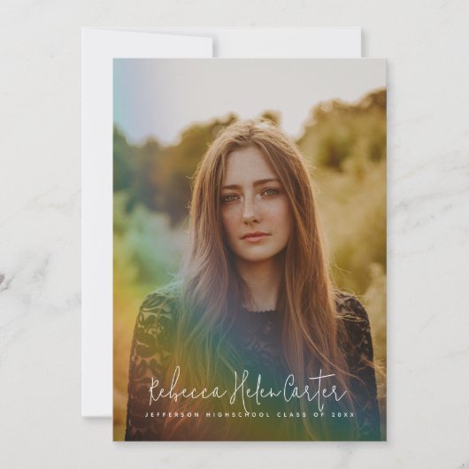 レインボー写真卒業 案内状 (正面)