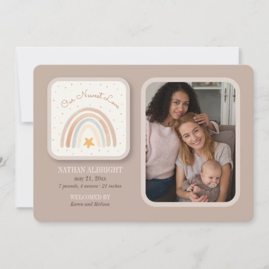 レインボー写真誕生のお知らせ 招待状 (正面)