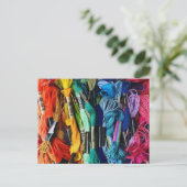 レインボー刺繍フロス |スレッド |裁縫 ポストカード (スタンド正面)