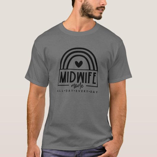 レインボー助産師モード毎日モテおもしろいー Tシャツ (正面)