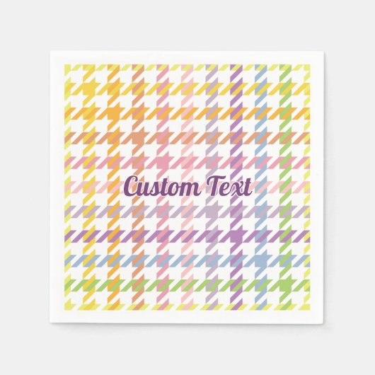 レインボー千鳥格子のパターン スタンダードカクテルナプキン (正面)