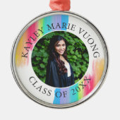 レインボー卒業写真エレガントカスタムクリスマス メタルオーナメント (正面)