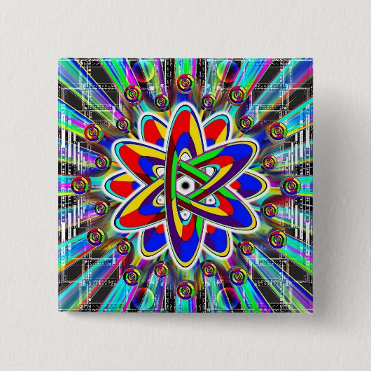 レインボー原子不可避画像 缶バッジ (正面)