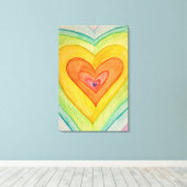 レインボー友情絵画ハートのプリント(大) キャンバスプリント (インサイチュ (ウッドフロア))