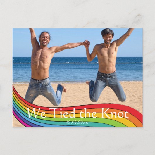 レインボー同性結婚写真の発表 ポストカード (正面)