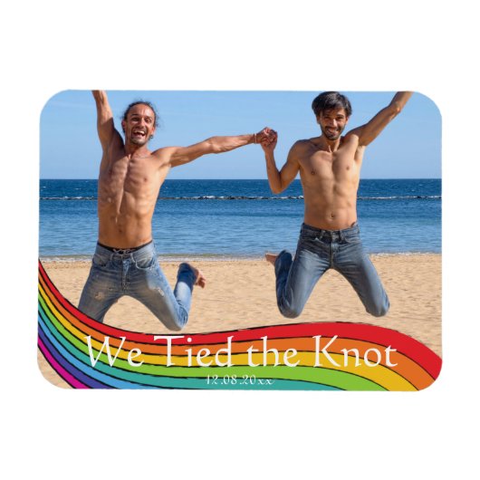 レインボー同性結婚写真の発表 マグネット (横)