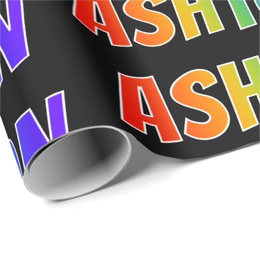 レインボー名「アシュトン」;おもしろいカラフル&タグ ラッピングペーパー (ロールコーナー)