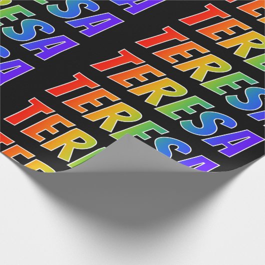 レインボー名「テレサ」;おもしろいカラフル&タグ ラッピングペーパー (角)