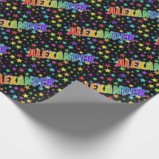 レインボー名"ALEXANDER" +星 ラッピングペーパー (角)