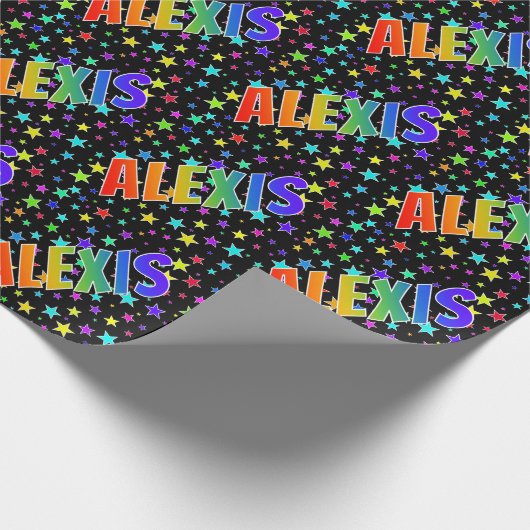 レインボー名"ALEXIS" +星 ラッピングペーパー (角)