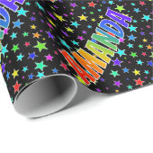 レインボー名"AMANDA" +星 ラッピングペーパー (ロールコーナー)