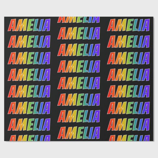 レインボー名"AMELIA";おもしろい&カラフル ラッピングペーパー (フラット)