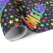 レインボー名"AMELIA" +星 ラッピングペーパー (ロールコーナー)