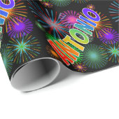 レインボー名"ANTONIO" +花火 ラッピングペーパー (ロールコーナー)