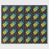 レインボー名"AVA" +星 ラッピングペーパー (フラット)