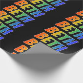 レインボー名「BETH」;おもしろいカラフル&タグ ラッピングペーパー (角)