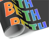 レインボー名「BETH」;おもしろいカラフル&タグ ラッピングペーパー (ロールコーナー)