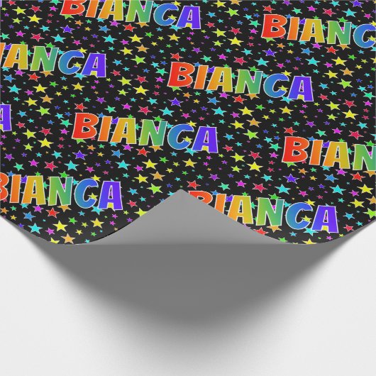 レインボー名"BIANCA" +星 ラッピングペーパー (角)