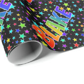 レインボー名"BLAKE" +星 ラッピングペーパー (ロールコーナー)
