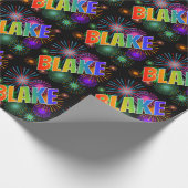 レインボー名「BLAKE」 + Fireworks ラッピングペーパー (角)