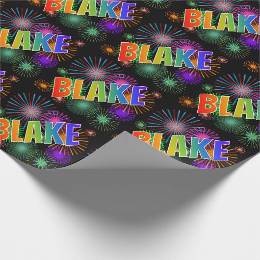 レインボー名「BLAKE」 + Fireworks ラッピングペーパー (角)