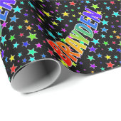 レインボー名"BRAYDEN" +星 ラッピングペーパー (ロールコーナー)