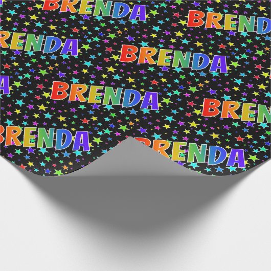 レインボー名"BRENDA" +星 ラッピングペーパー (角)