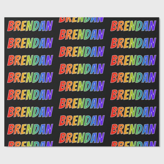 レインボー名「BRENDAN」;おもしろいカラフル& ラッピングペーパー (フラット)