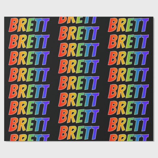 レインボー名「BRETT」;おもしろいカラフル& ラッピングペーパー (フラット)