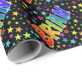 レインボー名"BRIAN" +星 ラッピングペーパー (ロールコーナー)